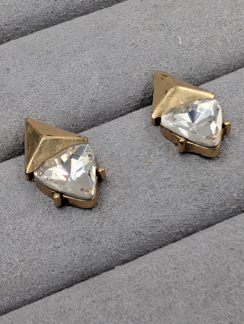 J.Crew Gold-Tone Crystal Geometric Triangle Stud Earrings | M165